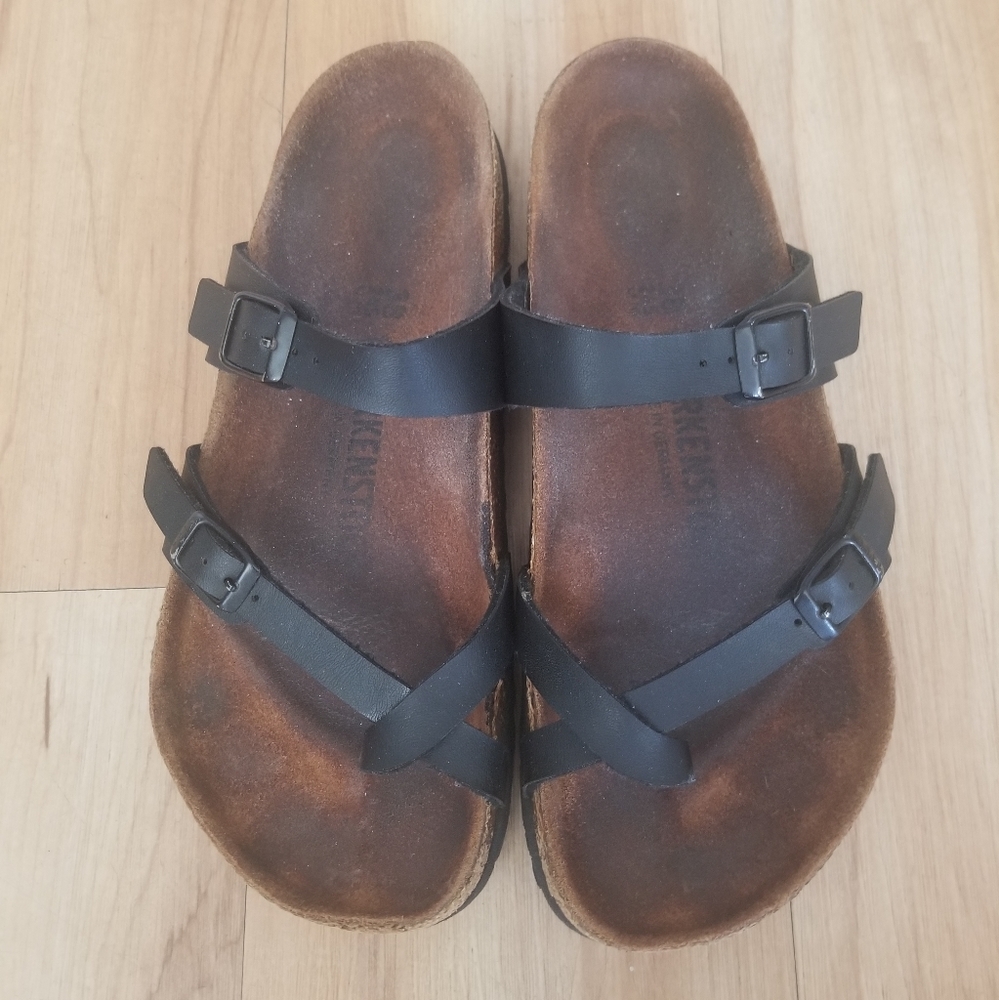 Birkenstock Mayari Birko Flor Sandals - Black Women's Sz 38 US 7 - Picture 2 of 10